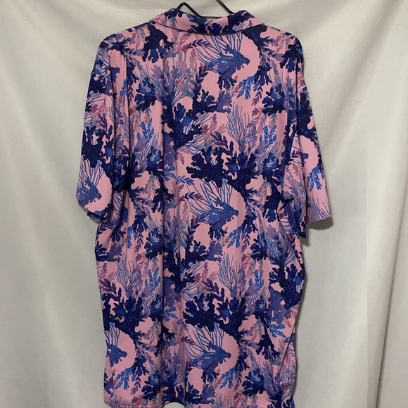 SCALES MENS SIZE XL Pink and Blue Polo Shirt with UNDERWATER CORAL Print EUC - Picture 11 of 11